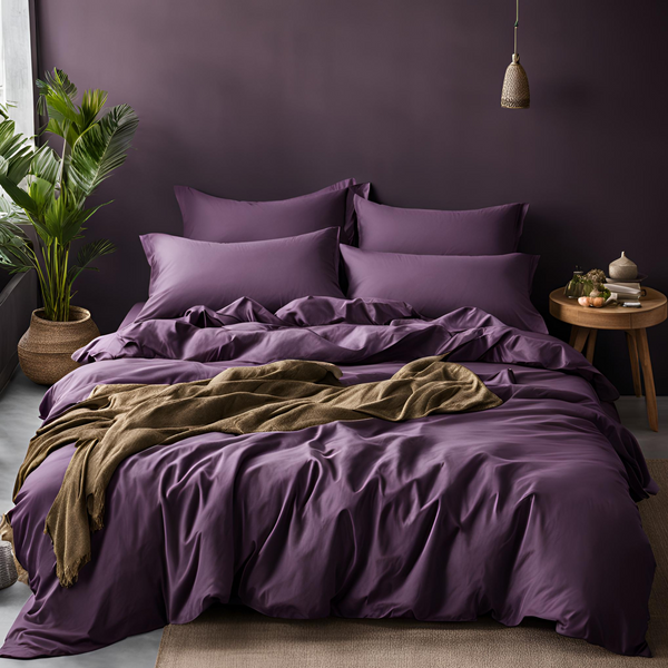 100% Cotton Quilt Cover Set- Deep Purple