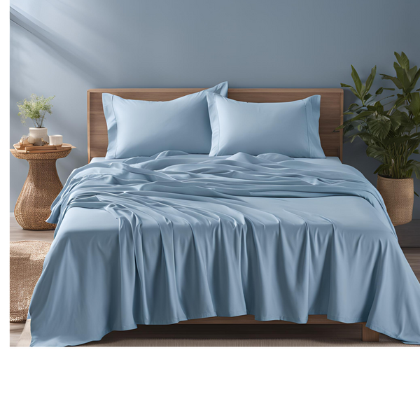 Cotton Bed Sheet Set - Sky Blue