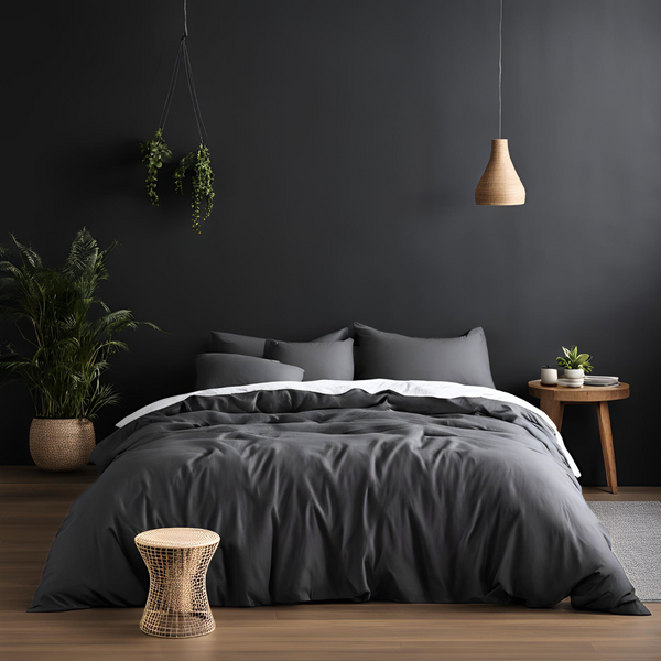 100% Cotton - Charcoal Grey Bed Sheet Set
