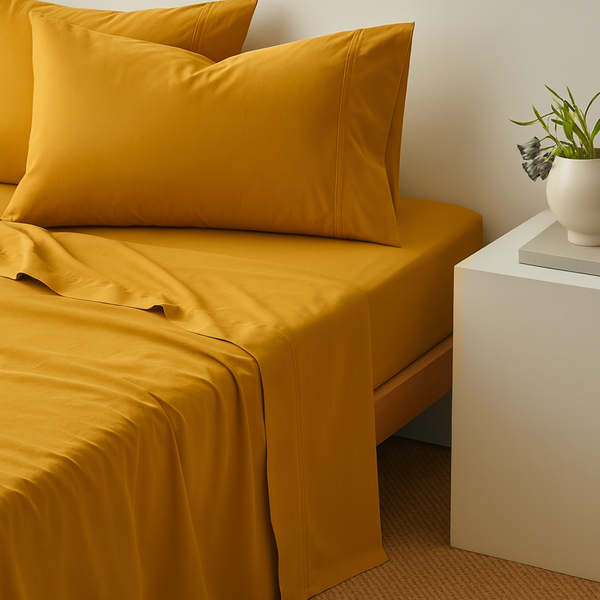 100% Cotton - Mustard Flat Sheet