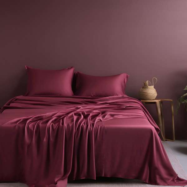 Tencel Bed Sheet Set - Burgundy