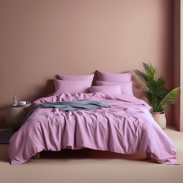 Cotton Bed Sheet Set - Pink Lavender