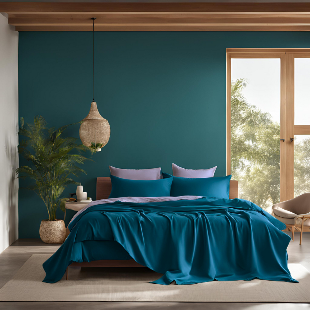 Teal blue bedding set