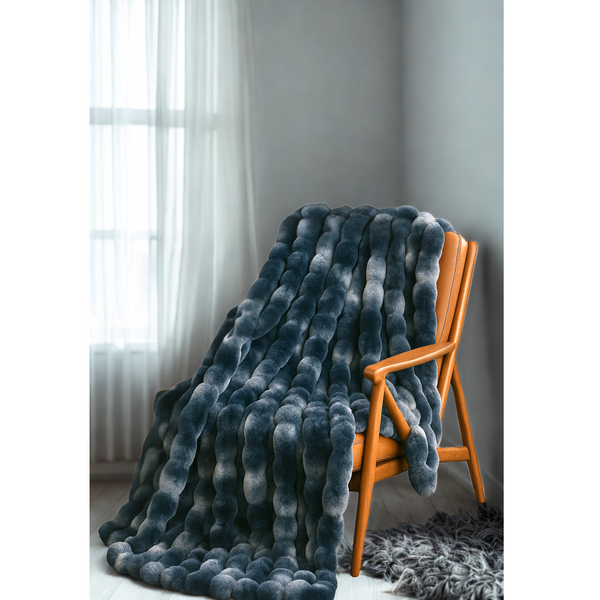 Deep Blue Faux Fur Throw Blanket